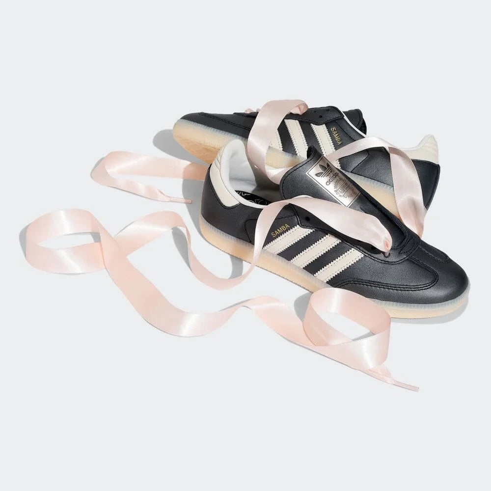 Adidas Samba "Black Pink Ribbon Laces" Preto