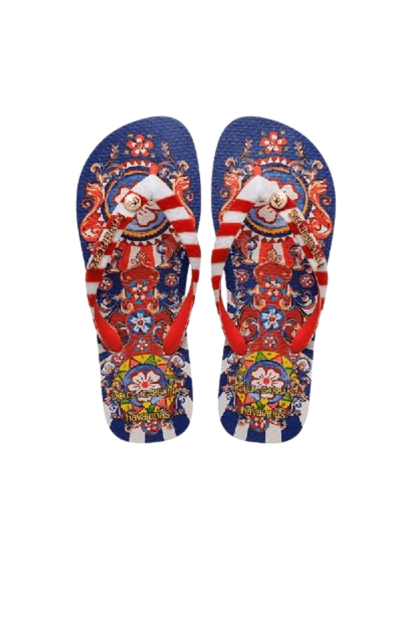 Chinelo Havaianas x Dolce & Gabbana "Carretto Siciliano" Azul / Vermelho